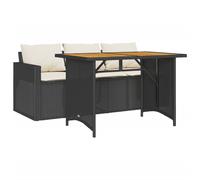 vidaXL Set comedor de jardín 2 pzas con cojines ratán sintético negro