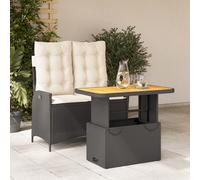 vidaXL Set comedor de jardín 2 pzas con cojines ratán sintético negro