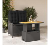 vidaXL Juego de mesa y sillas de jardín de 2 piezas con cojines, color , fabricado en polirratán