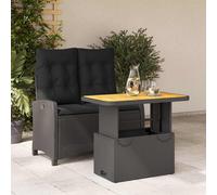 vidaXL Juego de mesa y sillas de jardín de 2 piezas con cojines, color , fabricado en polirratán