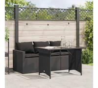 vidaXL Set comedor de jardín 2 pzas con cojines ratán sintético negro