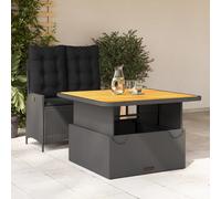 vidaXL Juego de mesa y sillas de jardín de 2 piezas con cojines, color , fabricado en polirratán