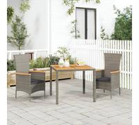 vidaXL Set comedor de jardín 3 piezas con cojines ratán sintético gris