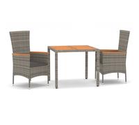 vidaXL Juego de mesa de jardín de 3 piezas con cojines, color gris, tejido tipo ratán