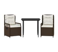vidaXL Set comedor de jardín 3 piezas y cojines ratán sintético marrón