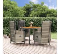 vidaXL Set comedor de jardín 5 piezas con cojines ratán sintético gris