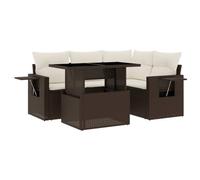 vidaXL Set comedor de jardín 5 piezas con cojines, ratán sintético marrón