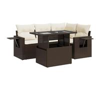 vidaXL Set comedor de jardín 5 piezas ratán sintético marrón y cojines