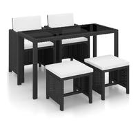 vidaXL Set comedor de jardín 5 piezas y cojines ratán sintético negro