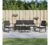 vidaXL Set comedor de jardín 5 pzas con cojines PP aspecto ratán negro