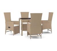 vidaXL Set comedor de jardín 5 pzas con cojines ratán sintético beige