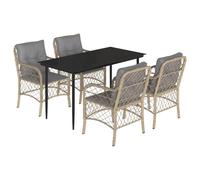 vidaXL Set comedor de jardín 5 pzas con cojines ratán sintético beige