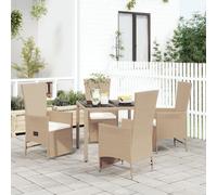 vidaXL Set comedor de jardín 5 pzas con cojines ratán sintético beige