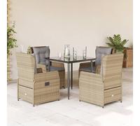 vidaXL Set comedor de jardín 5 pzas con cojines ratán sintético beige
