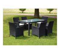 vidaXL Set comedor de jardín 7 piezas y cojines ratán sintético negro
