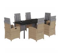 vidaXL Set comedor de jardín 7 pzas con cojines ratán sintético beige