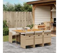 vidaXL Set comedor de jardín 7 pzas con cojines ratán sintético beige