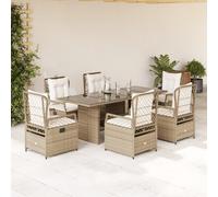vidaXL Set comedor de jardín 7 pzas con cojines ratán sintético beige