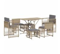 vidaXL Juego de comedor de jardín 7 pzas – Set exterior con cojines, ratán sintético beige y gris