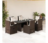 vidaXL Set comedor de jardín 7 pzas con cojines ratán sintético marrón