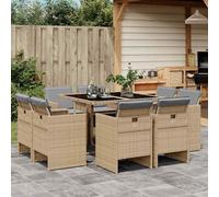vidaXL Set comedor de jardín 9 pzas con cojines ratán sintético beige