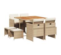 vidaXL Set comedor de jardín 9 pzas con cojines ratán sintético beige