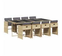 vidaXL Set comedor de jardín 9 pzas con cojines ratán sintético beige