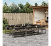 vidaXL Set comedor de jardín con cojines 13 pzas ratán sintético gris