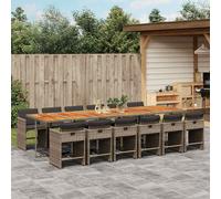 vidaXL Set comedor de jardín con cojines 13 pzas ratán sintético gris