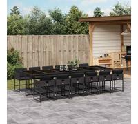 vidaXL Set comedor de jardín con cojines 13 pzas ratán sintético negro