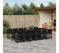 vidaXL Set comedor de jardín con cojines 13 pzas ratán sintético negro