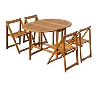 vidaXL Set muebles jardín plegable 5 piezas comedor madera maciza de acacia