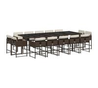 vidaXL Set comedor de jardín y cojines 15 pzas ratán sintético marrón