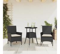 vidaXL Set comedor jardín 3 pzas y cojines ratán sintético vidrio en color Gris/beige y gris/Negro y crema y más | acolchados duraderos para sofás de jardín terraza exterior