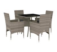 vidaXL Set comedor jardín 5 pzas y cojines ratán sintético vidrio gris