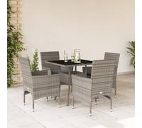 vidaXL Set comedor jardín 5 pzas y cojines ratán sintético vidrio gris
