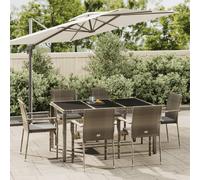 vidaXL Set comedor jardín 7 pzas y cojines ratán sintético gris