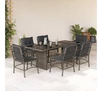 vidaXL Set comedor jardín 7 pzas y cojines ratán sintético gris