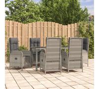 vidaXL Set comedor jardín 7 pzas y cojines ratán sintético gris