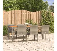 vidaXL Set comedor jardín 7 pzas y cojines ratán sintético gris