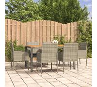 vidaXL Set comedor jardín 7 pzas y cojines ratán sintético gris