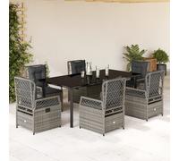 vidaXL Set comedor jardín 7 pzas y cojines ratán sintético gris