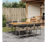 vidaXL Set comedor jardín 7 pzas y cojines ratán sintético gris
