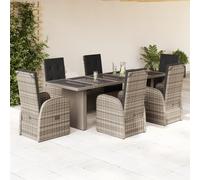 vidaXL Set comedor jardín 7 pzas y cojines ratán sintético gris