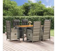 vidaXL Set comedor jardín 7 pzas y cojines ratán sintético gris