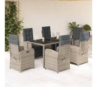 vidaXL Set comedor jardín 7 pzas y cojines ratán sintético gris