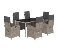 vidaXL Set comedor jardín 7 pzas y cojines ratán sintético gris
