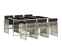vidaXL Set comedor de jardín 7 piezas – Ratán sintético con cojines – Gris claro