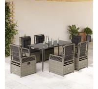 vidaXL Set comedor jardín 7 pzas y cojines ratán sintético gris claro