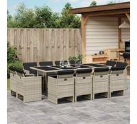vidaXL Set comedor jardín y cojines 13 pzas ratán sintético gris claro